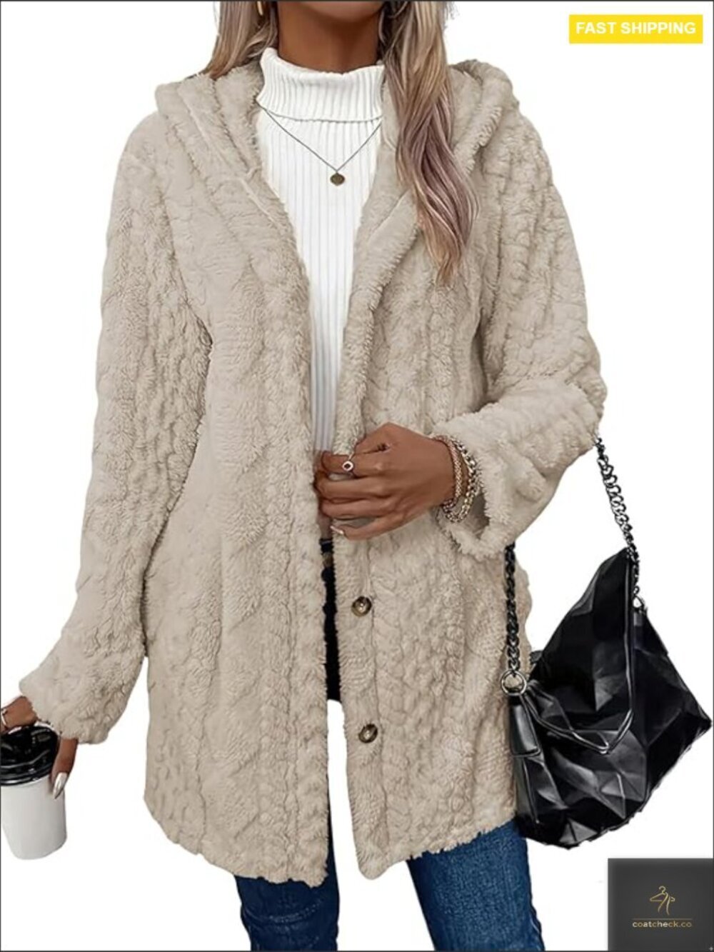 Oversized Faux Fur Coat Cozy Hooded Winter Outerwear Chic Casual Street Style
